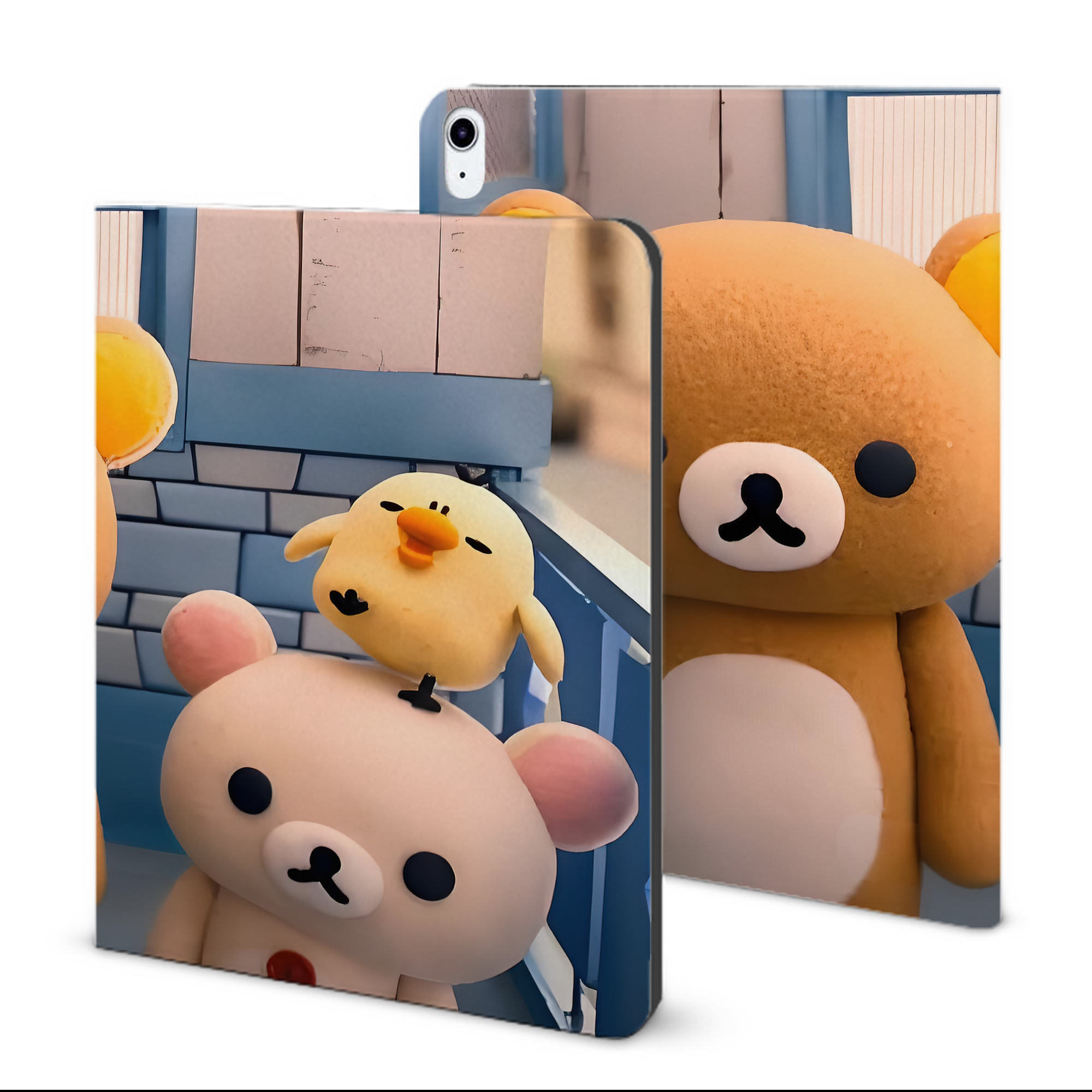（画像用） リラックマ リラックマ キイロイトリ Rilakkuma Korilakkuma Kiiroitori IPad ケース ブック型 PUレザー TPU 耐衝撃 軽量 薄型 ペン収納なし 全面保護 IPad 各モデル対応